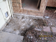 concrete in front of mud room is removed