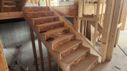 Middle stairs with open stringer installed