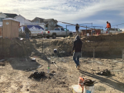 Forms being loaded into excavation