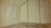 Attic mechanical room walls insulated with closed cell foam