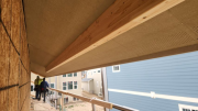East soffit glulam beam in place ready for corbel attachments