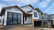 Front of house with exterior weather barrier