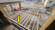 Master bedroom deck safety rail in place