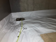 Radon air barrier in upper crawlspace