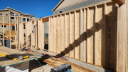 Framed and sheathed garage walls