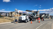 Crane set up with safety cones