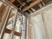 Closed cell foam at rim joist between garage & house