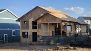 Back of the house with roof sheathed