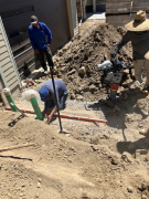 Leveling gravel base with bars and granite fines