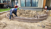 Retaining walls are build with locking blocks
