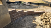 Retaining wall at studio patio