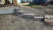 Retaining wall at back of house