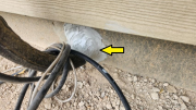 AC condenser line is sealed to foundationÂ