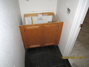Countertop in lower bath is removed