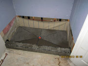 Slope at shower pan is finished