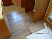 Prefinished hardwood floor is installed