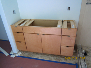 Master bathroom cabinet is installed