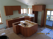 Kitchen cabinets are installed