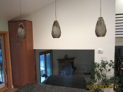 Pendant lights at kitchen island