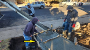 Sidewalk placed with brick ledges