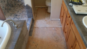 Bathroom tiles are removed