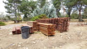 New deck material stacked for climate acclimation