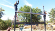 Steel frame for new deck addition being erected
