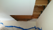 Drywall in bedroom was removed for deck tie