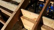 Rafters are bolted to gluelam beams