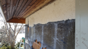 Kitchen wall stucco demo