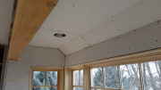 Drywall is hung in kitchen