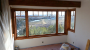 Stained kitchen window and beam
