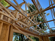 Roof trusses ready to place OSB