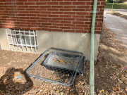 House wall marked for electric J-box for fence gate