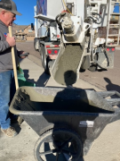 Wheeling concrete into garage