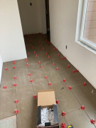 Tile installed with spacers