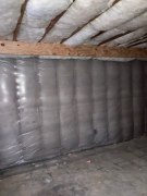 Basement walls and sound batts in ceiling